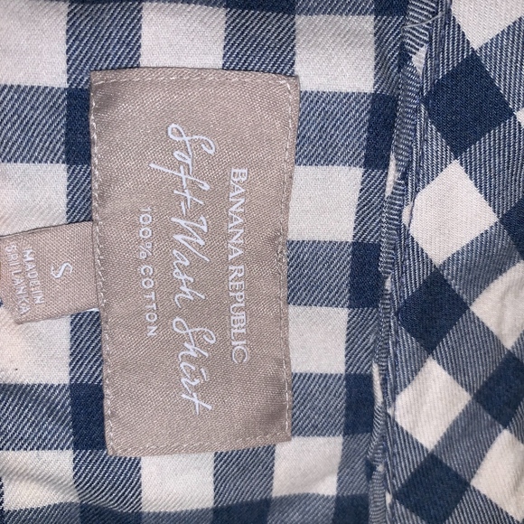 Banana Republic Soft Wash Shirt Blue Plaid Gingham - Picture 2 of 3